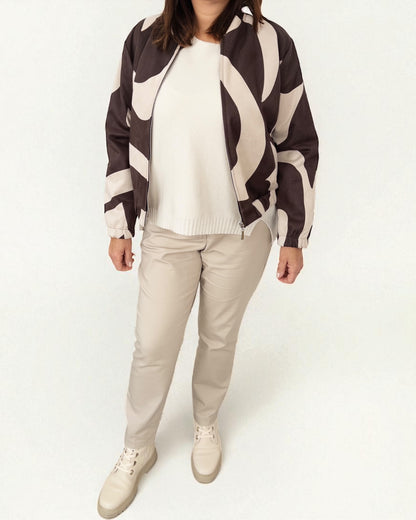Jacke mit Muster dunkelbraun beige