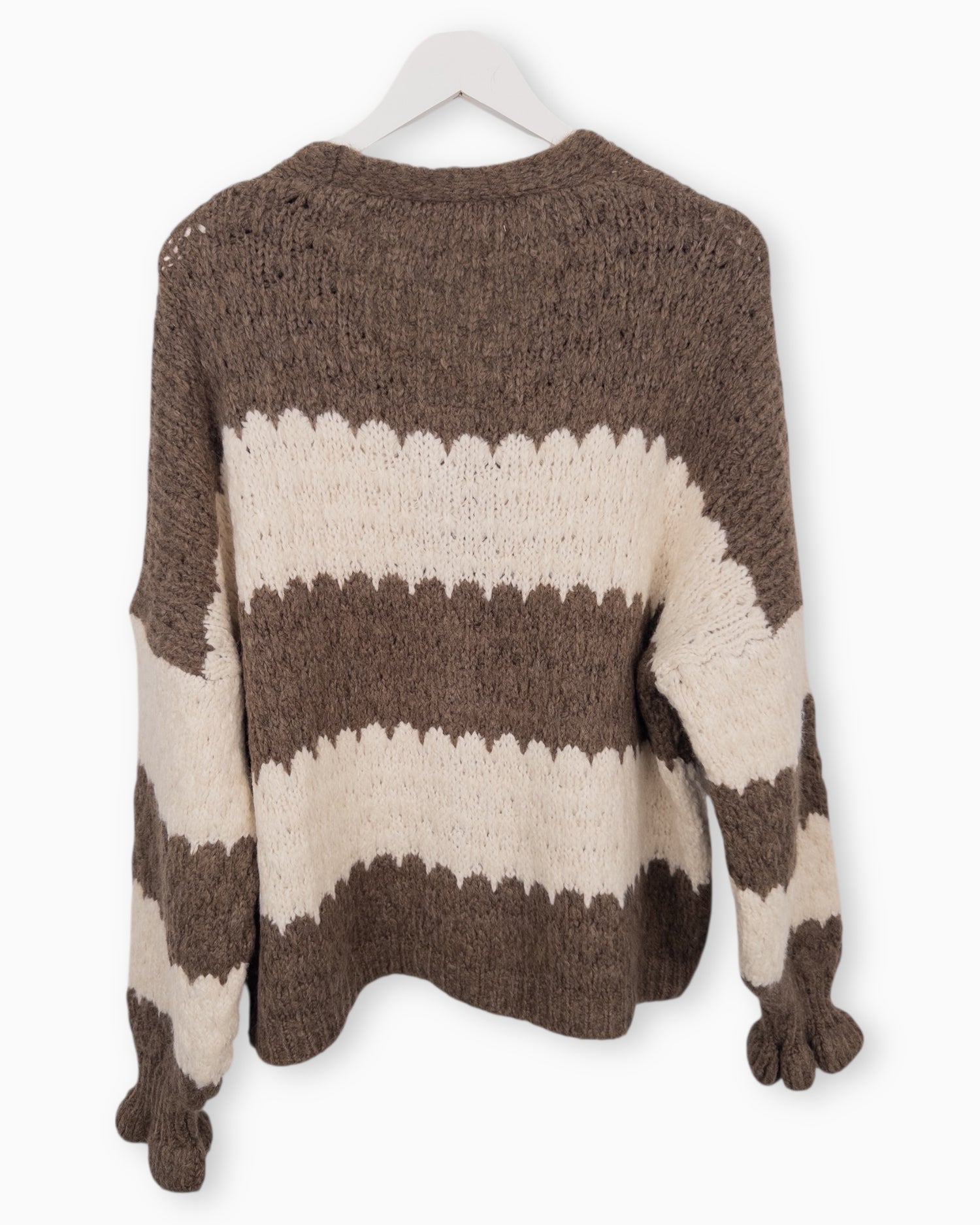Strickjacke mit Streifen taupe creme