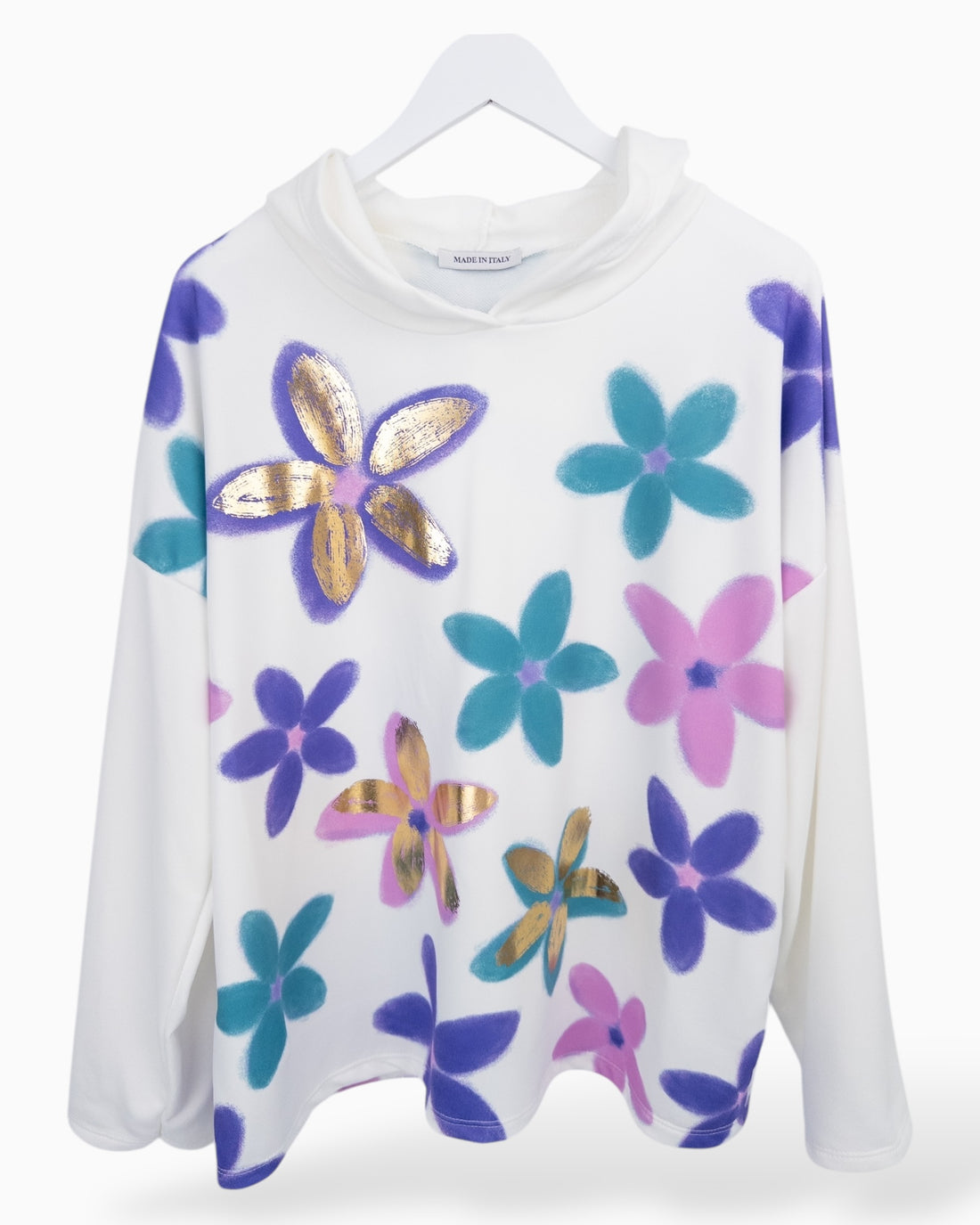 Hoodie Flower weiß lila