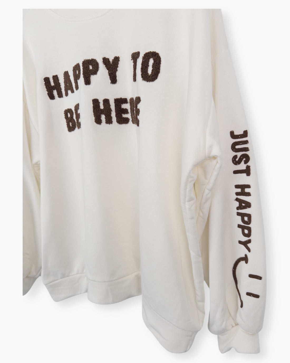 Oversize Pullover Happy to be here creme