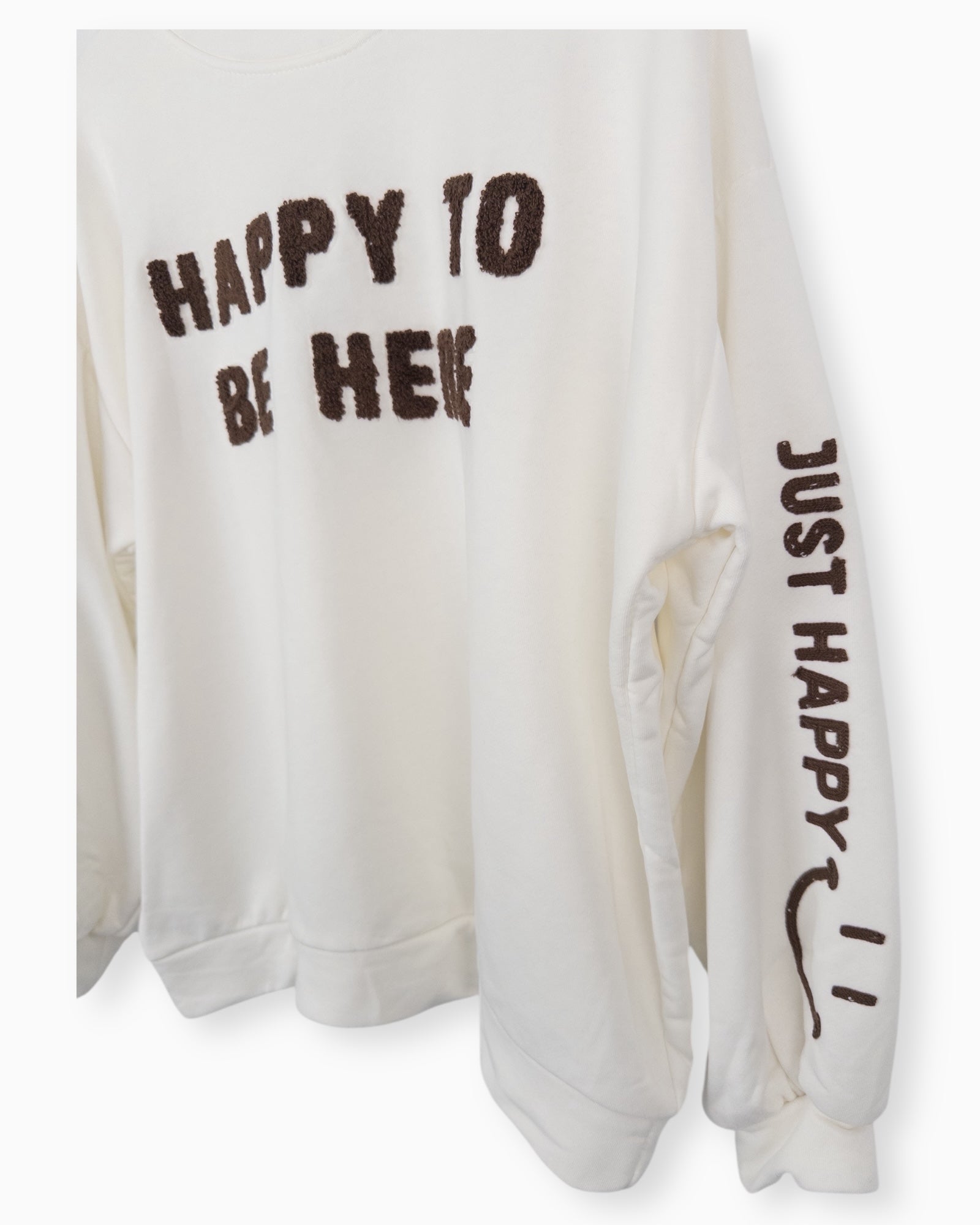 Oversize Pullover Happy to be here creme
