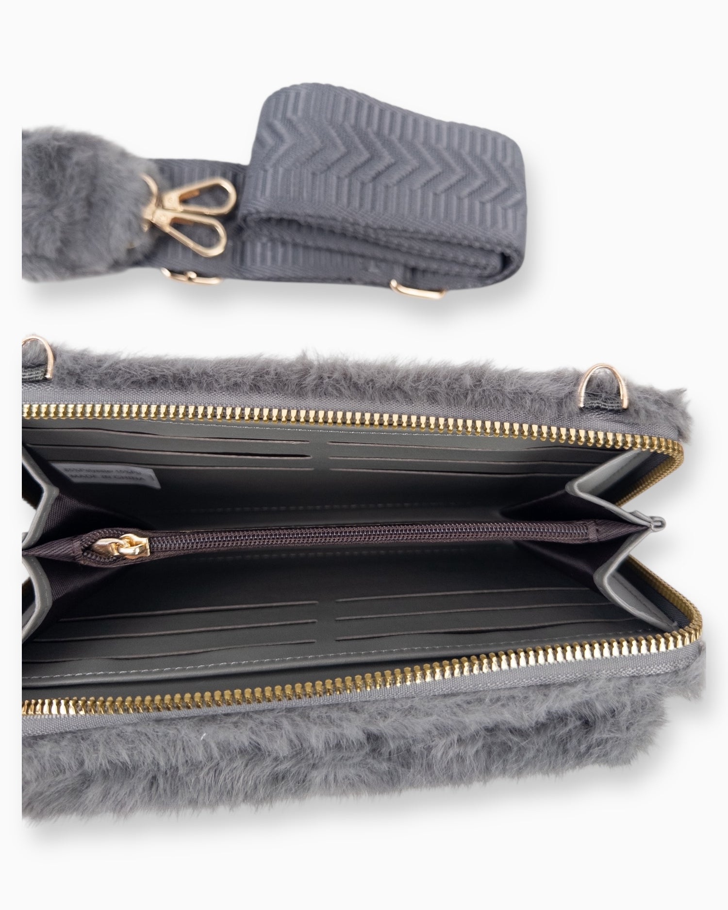 Handytasche Plüsch grau