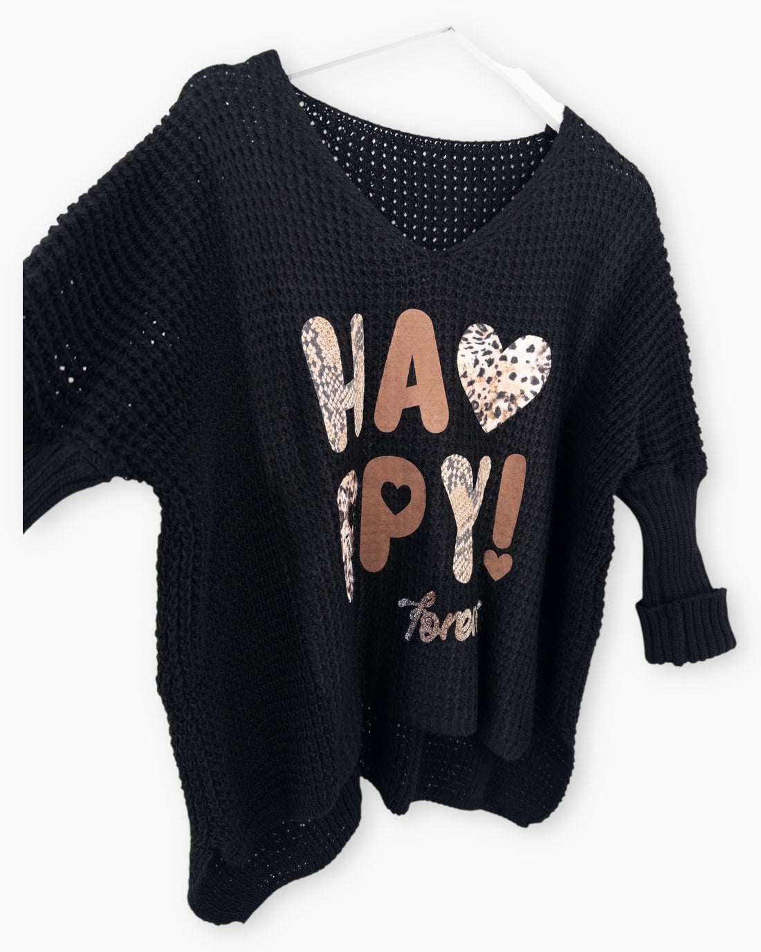 Oversize Pullover Happy schwarz