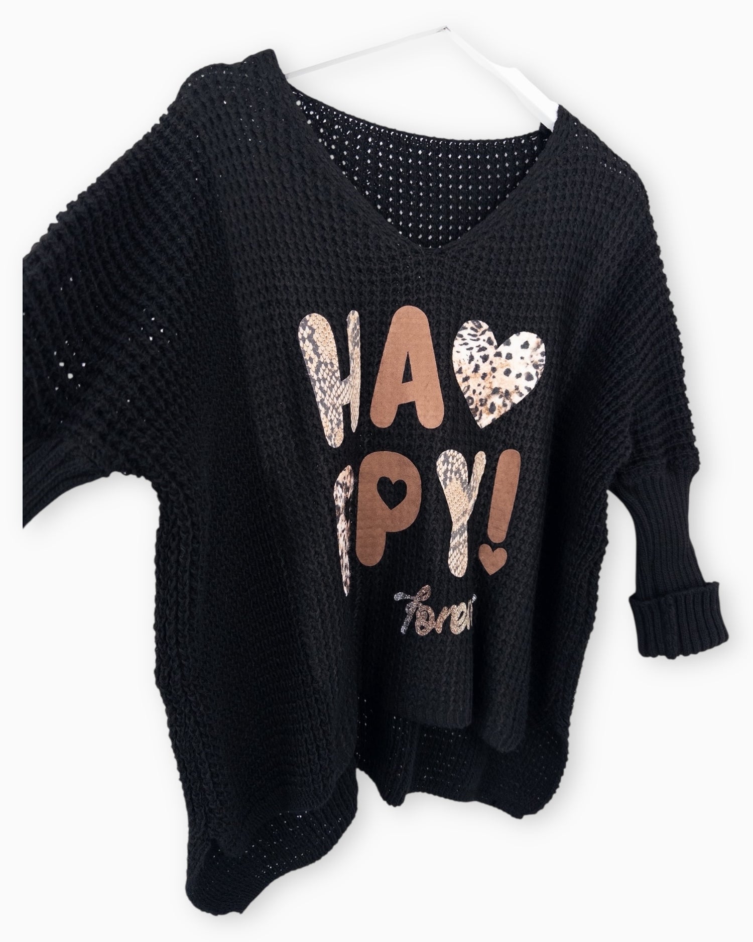 Oversize Pullover Happy schwarz