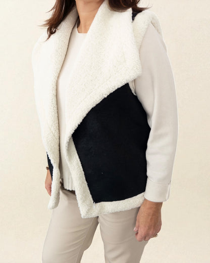 Teddy Weste schwarz creme