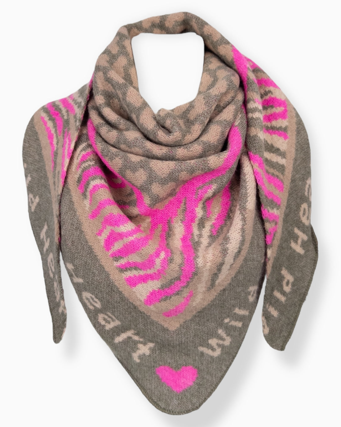 Dreieckstuch Wild Heart oliv pink