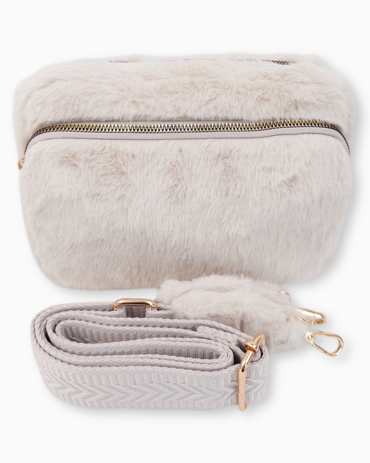 Flauschige Damen Umhängetasche Creme Herbst Winter Liebesnote