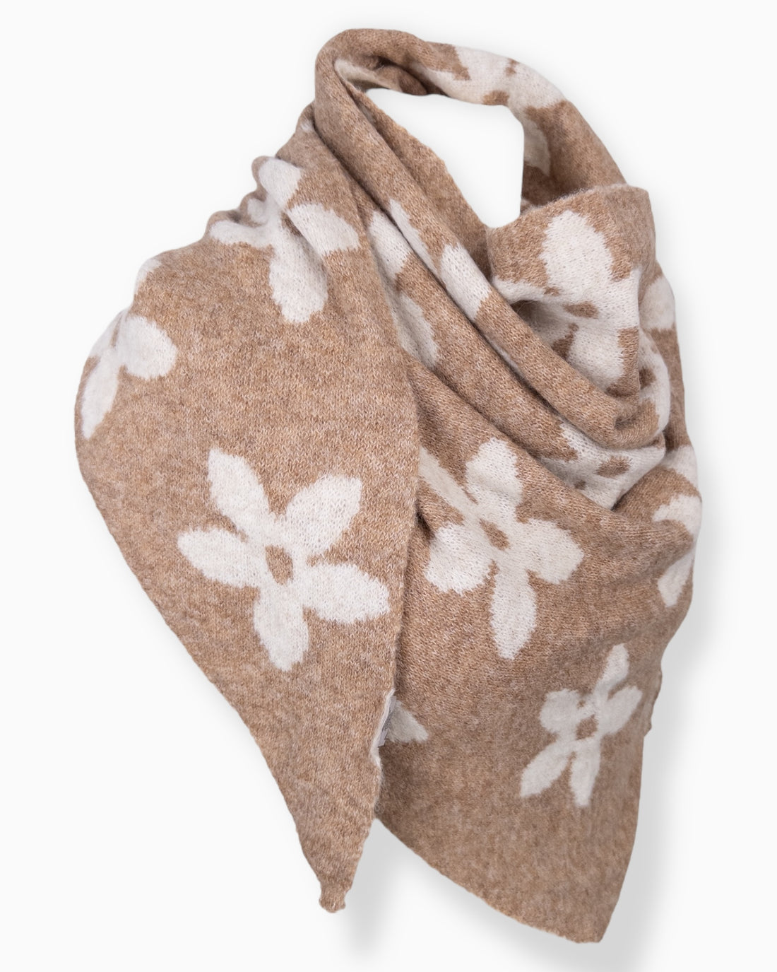 Dreieckstuch Blume beige weiß