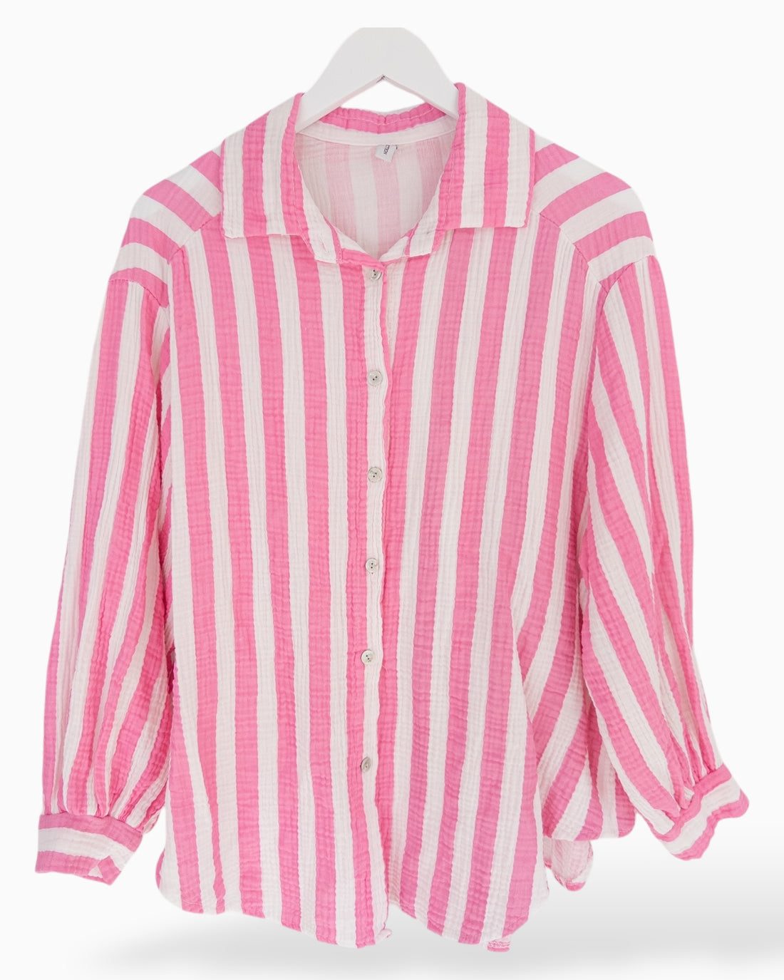 Bluse Musselin mit Streifen weiß rosa