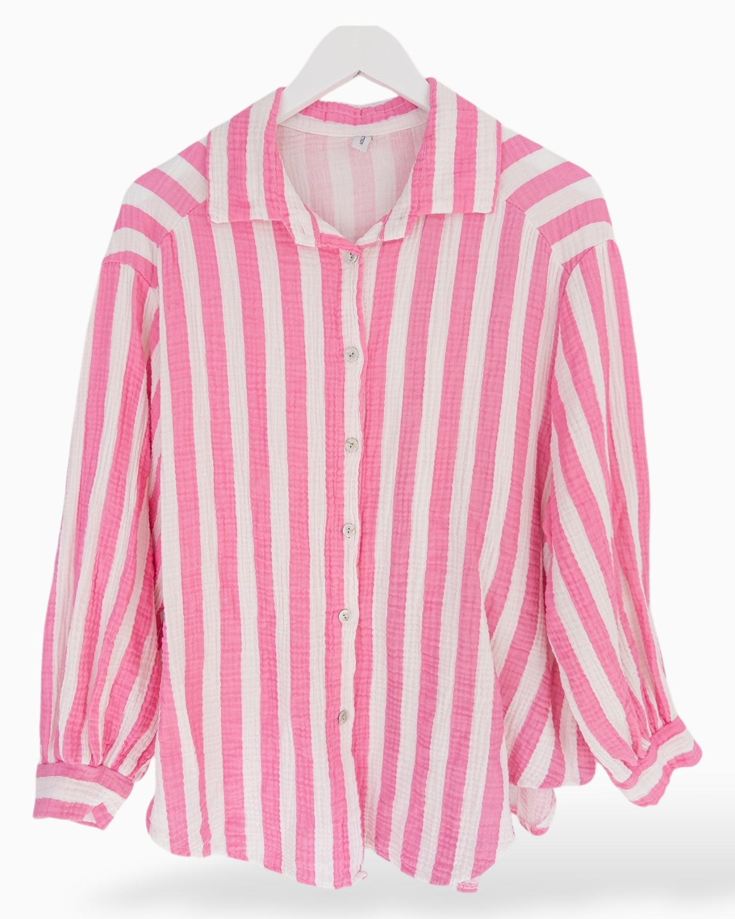 Bluse Musselin mit Streifen weiß rosa