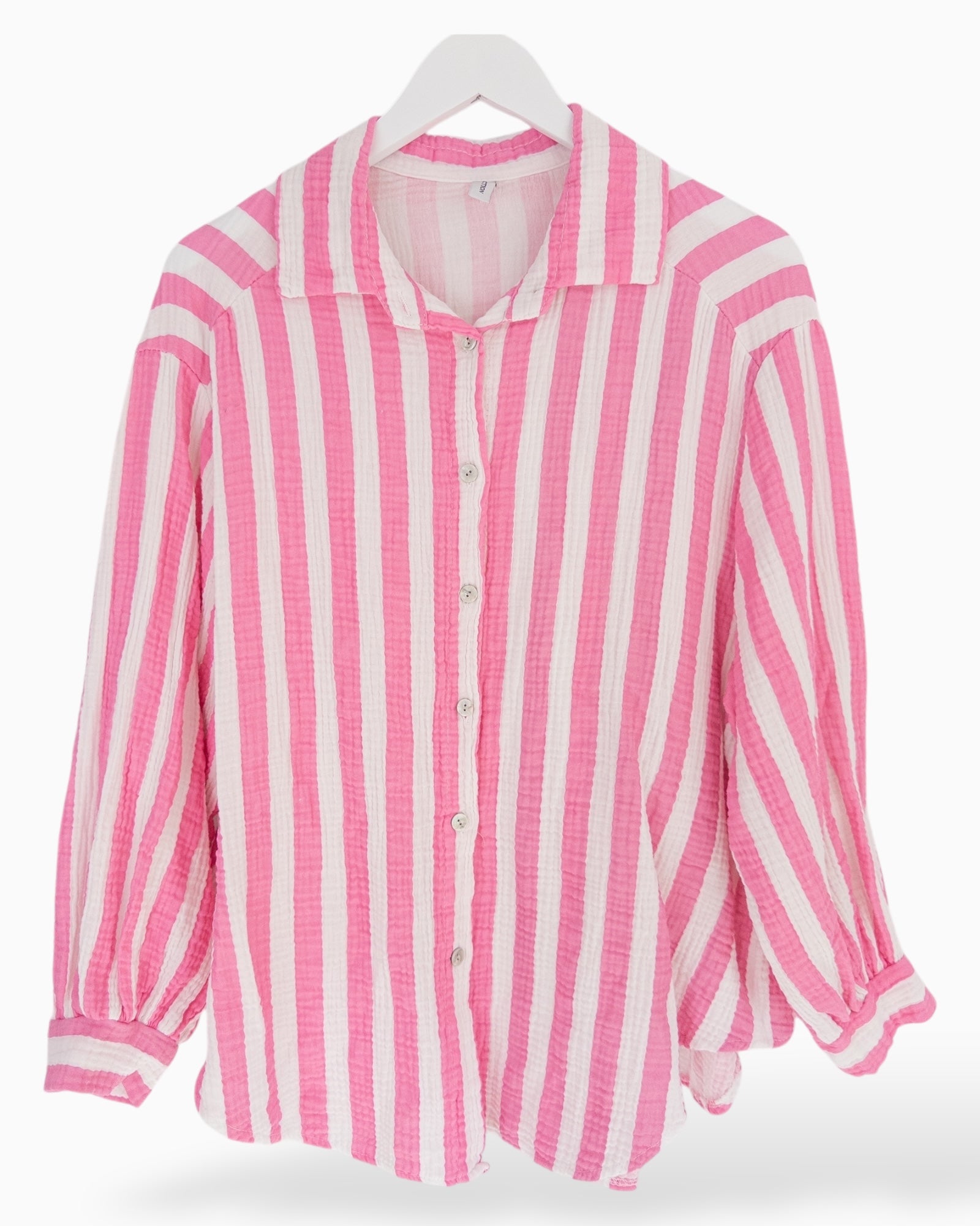 Bluse Musselin mit Streifen weiß rosa