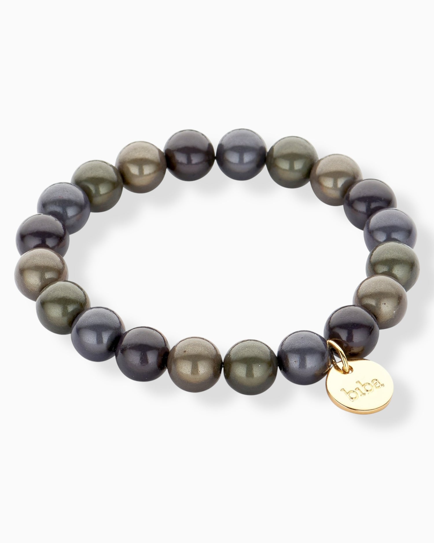 Perlenarmband Lia grau oliv