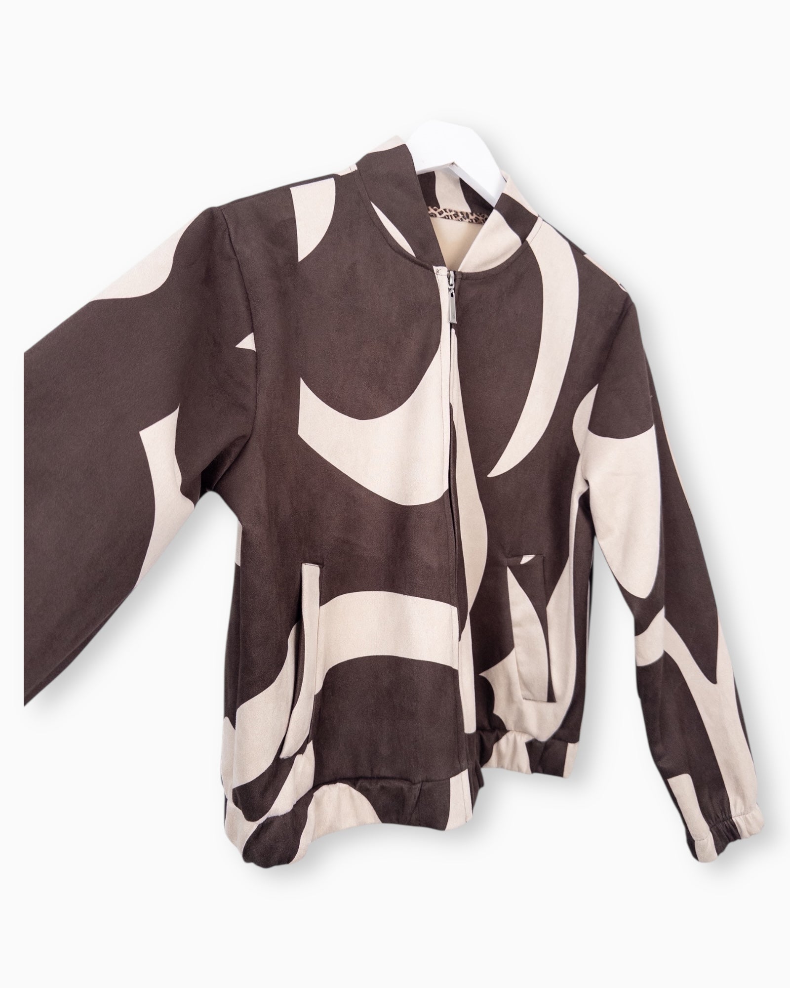 Jacke mit Muster dunkelbraun beige