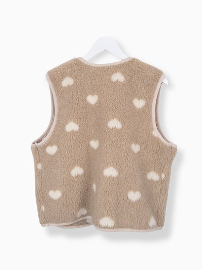 Leichte Teddy-Weste Herz beige