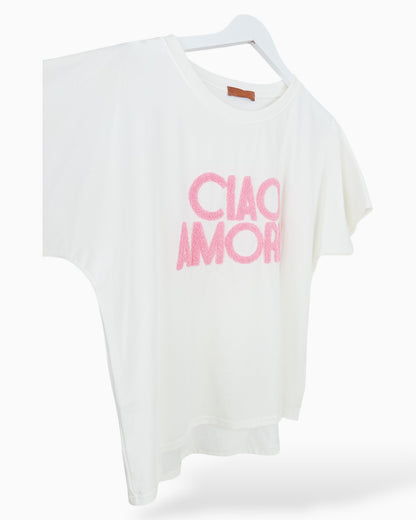 Shirt Ciao Amore weiß rosa