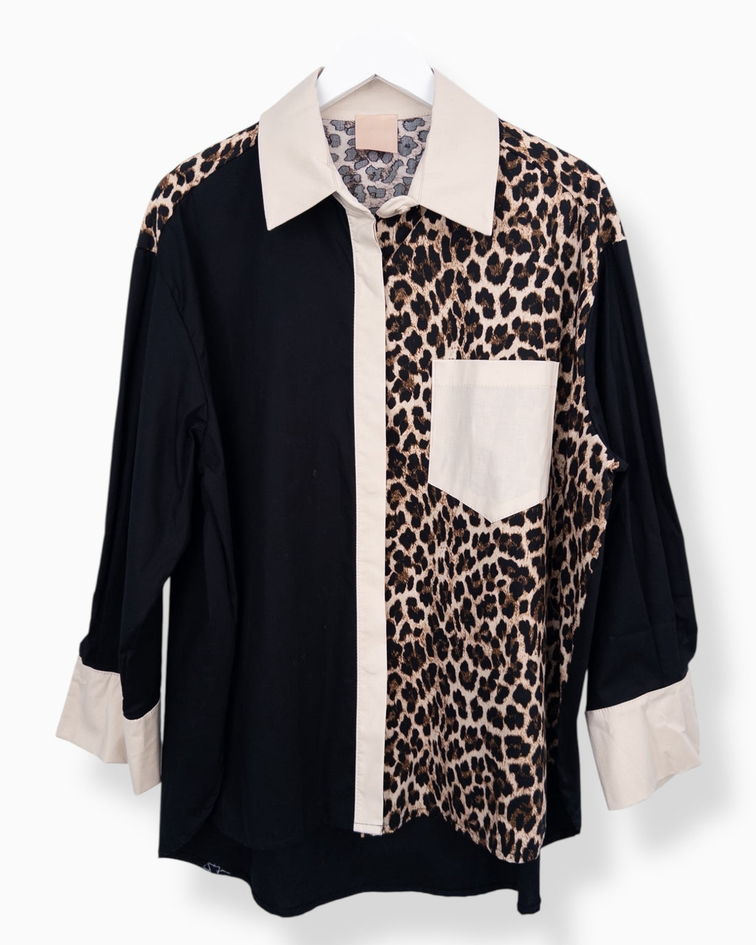 Oversize Bluse Leo schwarz beige