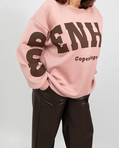 Oversize Sweatshirt Copenhagen creme braun