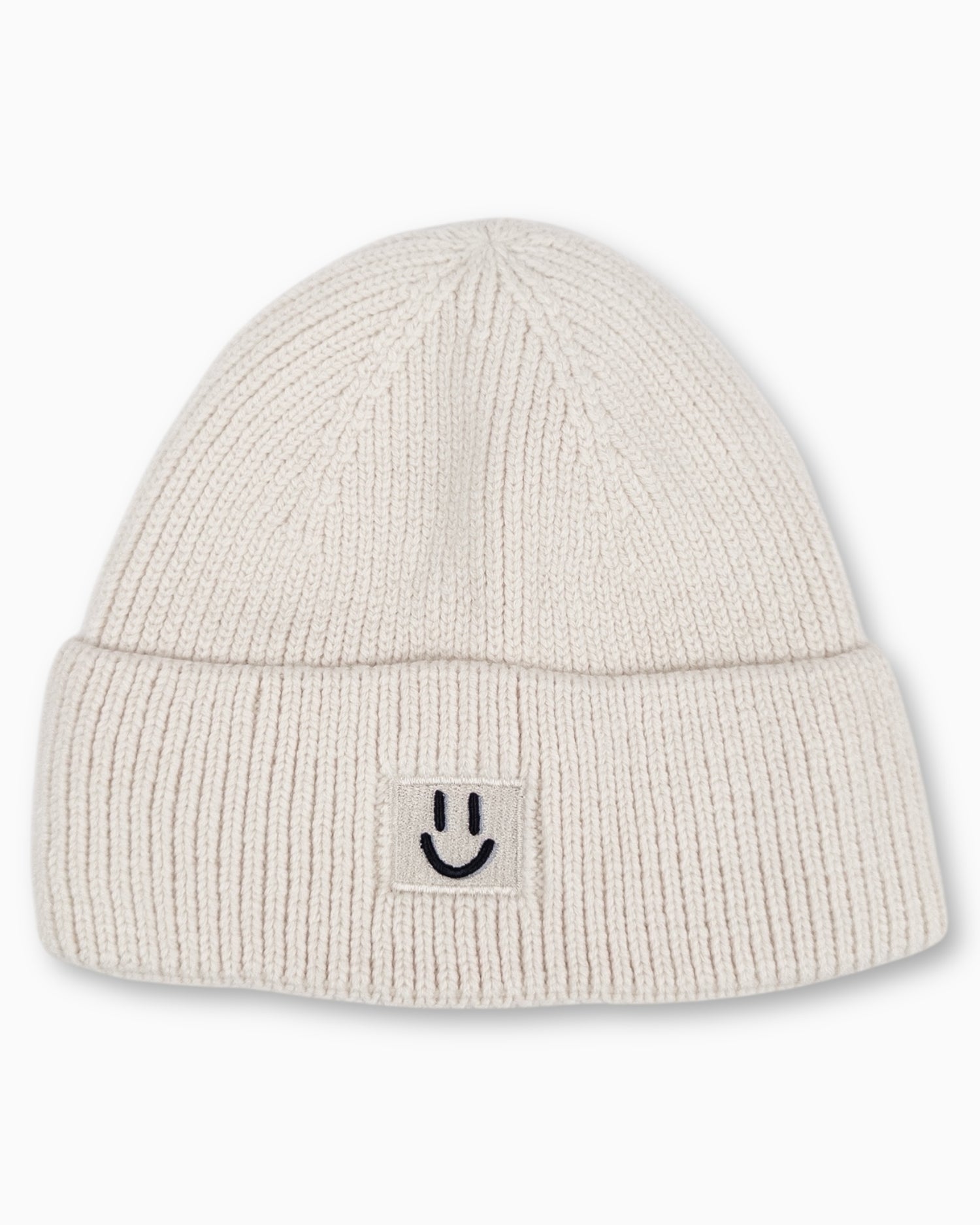 Winterwarme Mütze mit Smiley sand
