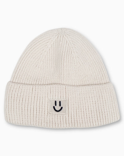 Winterwarme Mütze mit Smiley sand