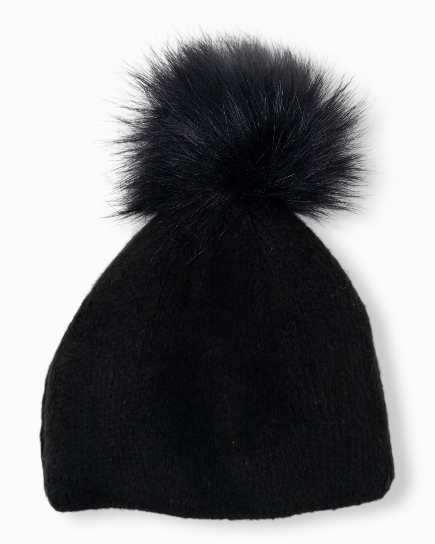 Winterwarme Mütze mit Bommel schwarz