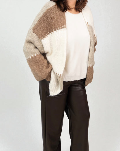 Mehrfarbige Strickweste braun beige creme