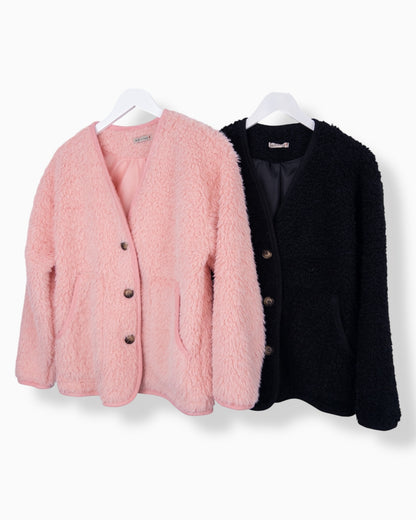 Teddy Jacke schwarz