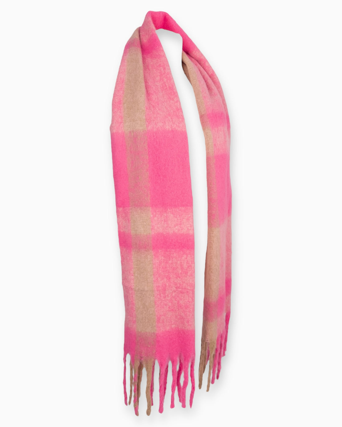 XL Schal mit Fransen pink rosa taupe