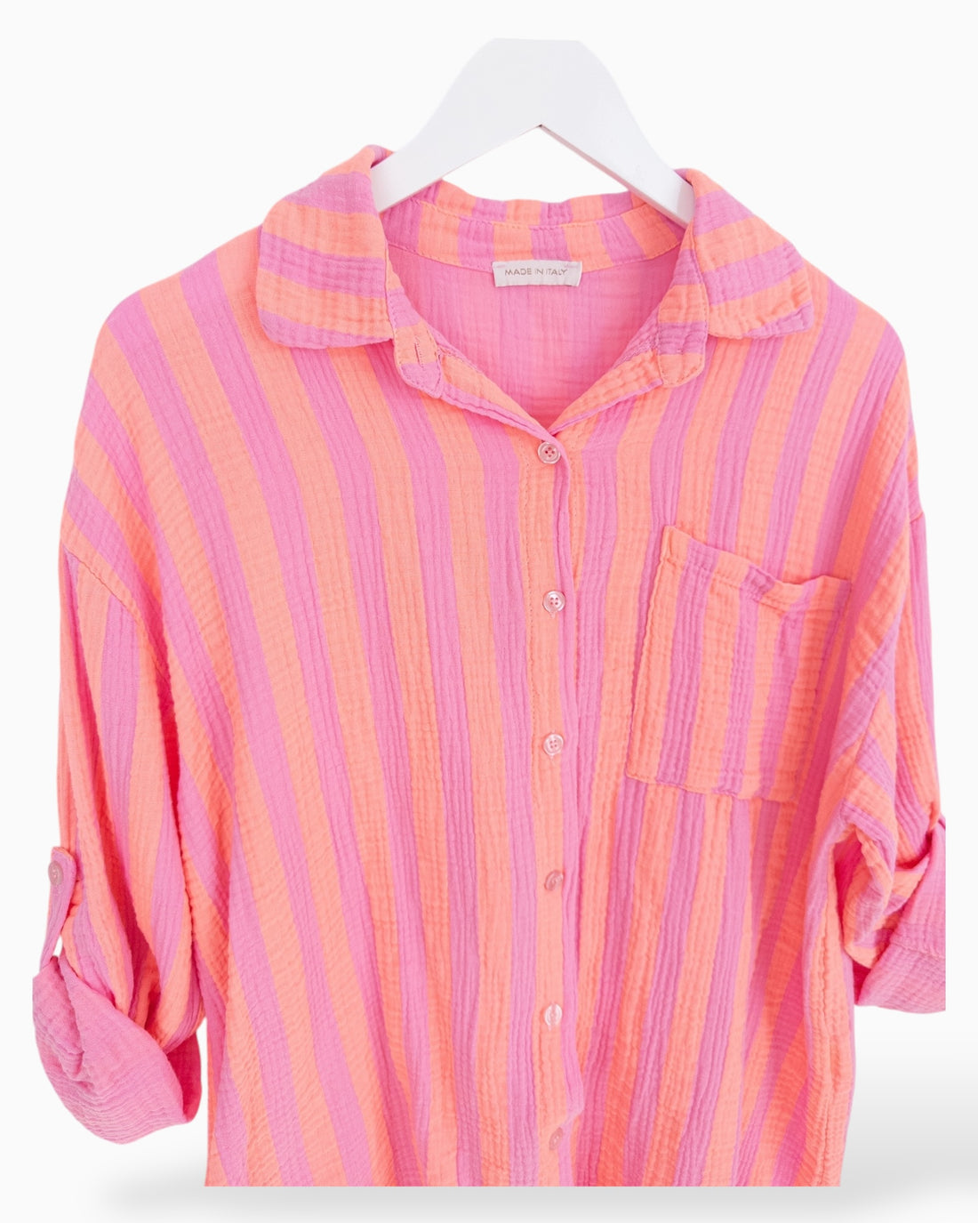 Bluse Musselin mit Streifen rosa lachs