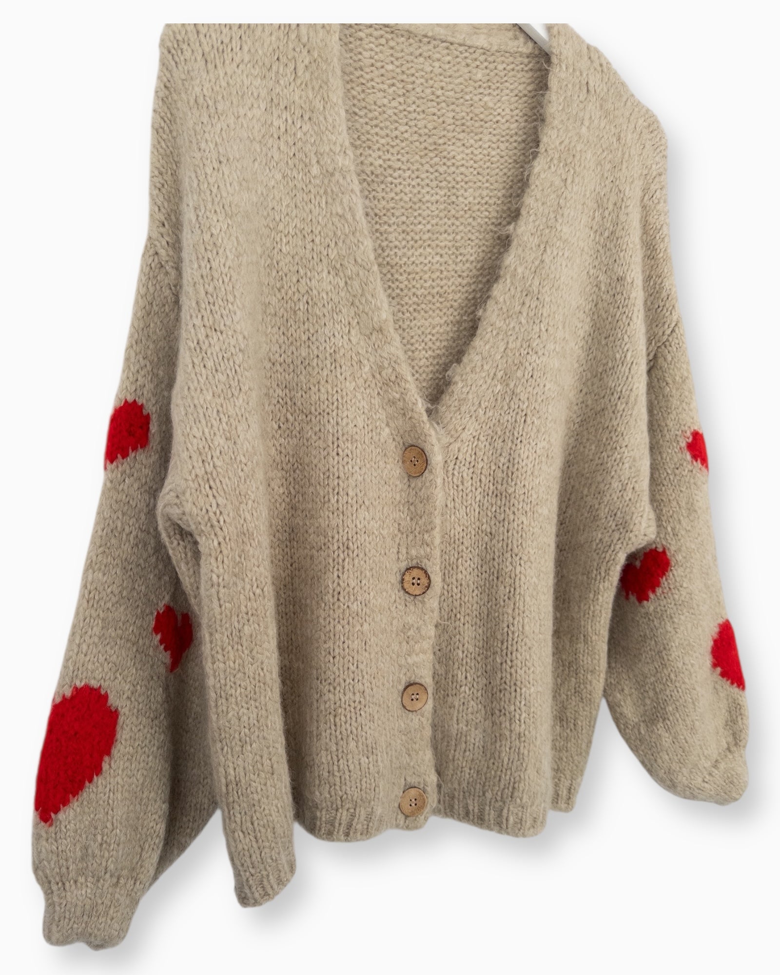 Cardigan Herzchen beige