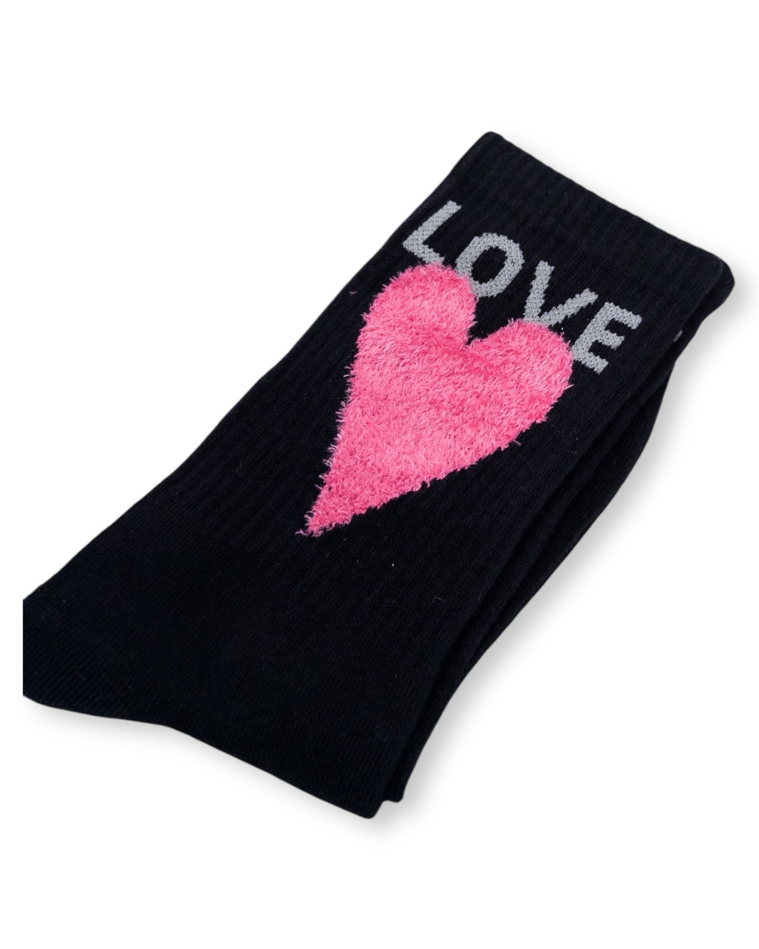 Herz Socken Love schwarz pink