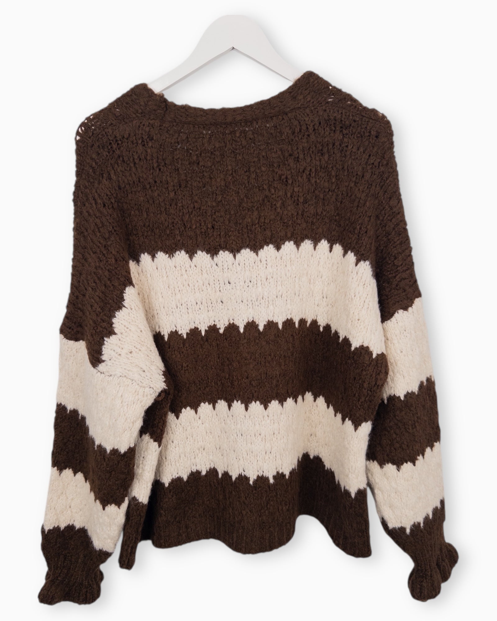 Strickjacke mit Streifen braun creme