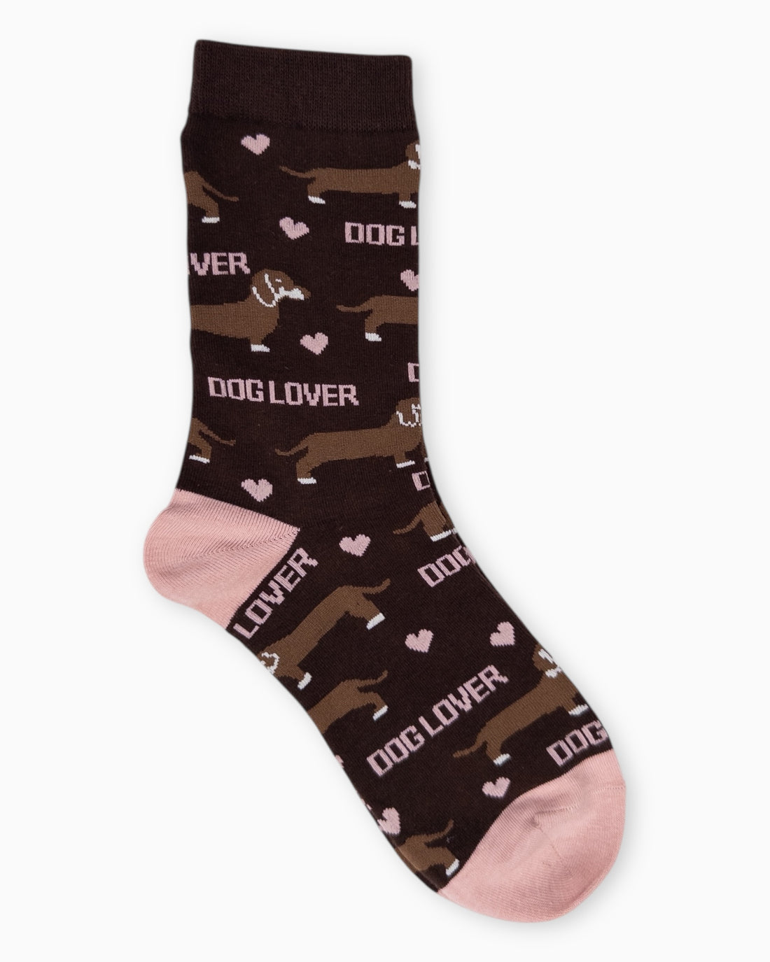 Socken Dog Lover mit Dackel dunkelbraun rosa