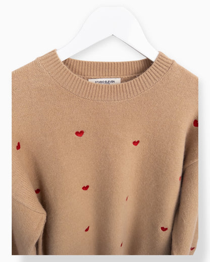 Pullover Herz braun