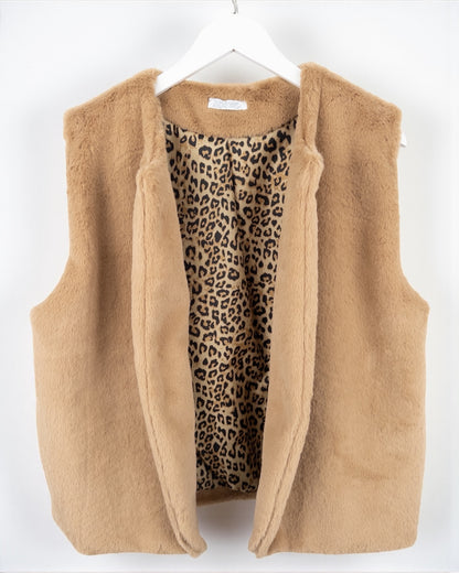 Flauschige Kunstfell-Weste Leo hellbraun