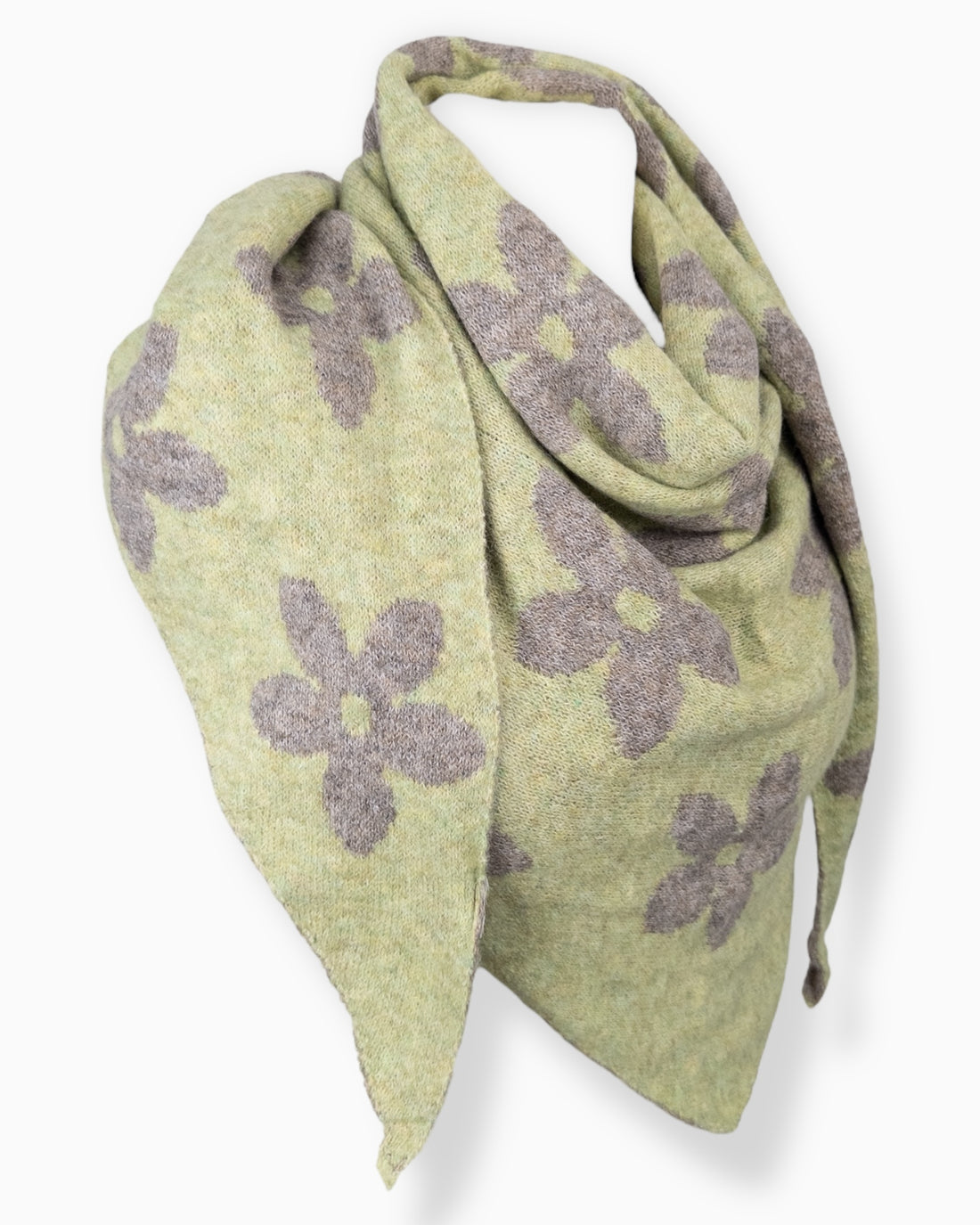 Dreieckstuch Blume grün taupe