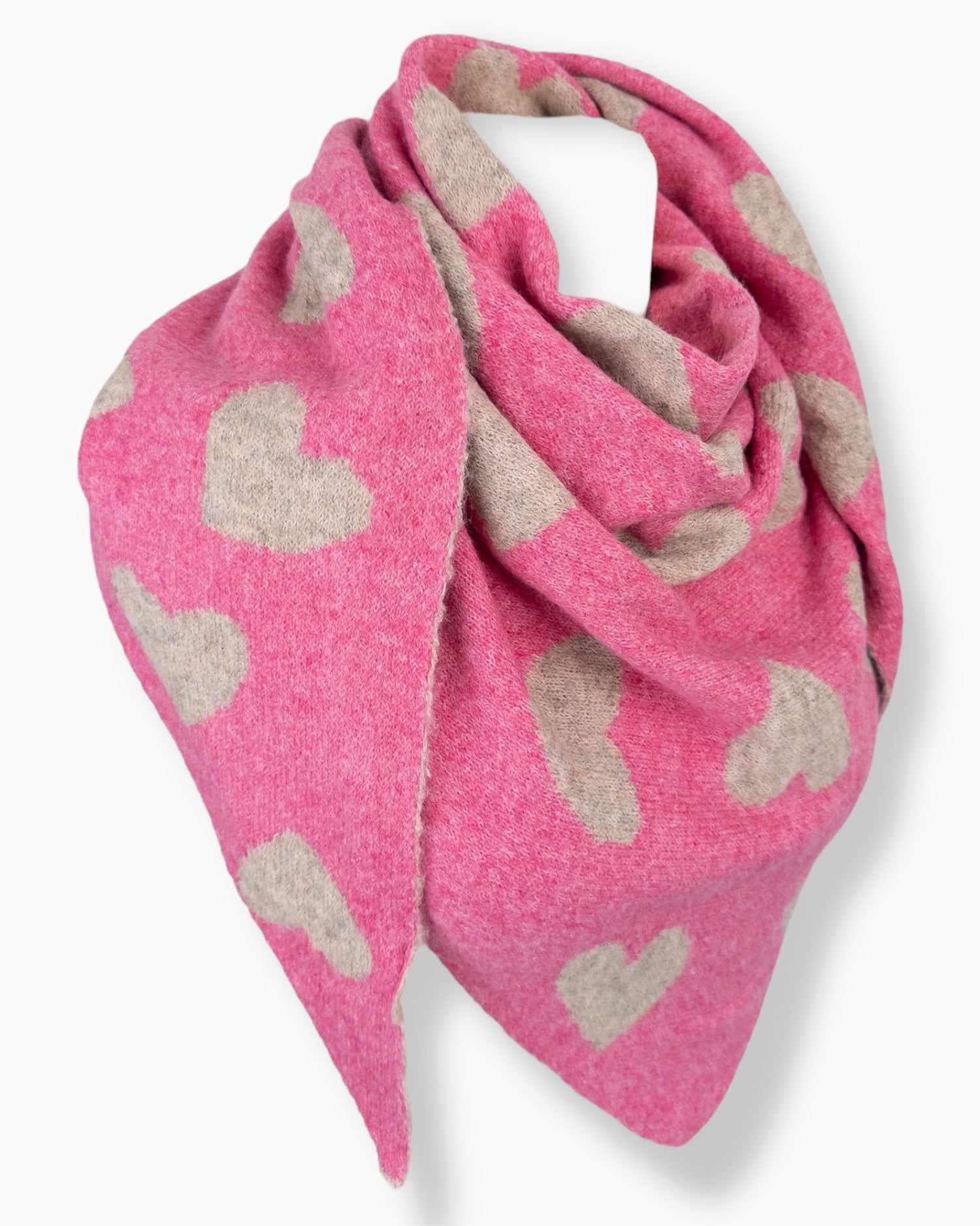 Dreieckstuch Herz pink taupe