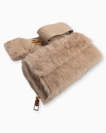 Handytasche Plüsch beige