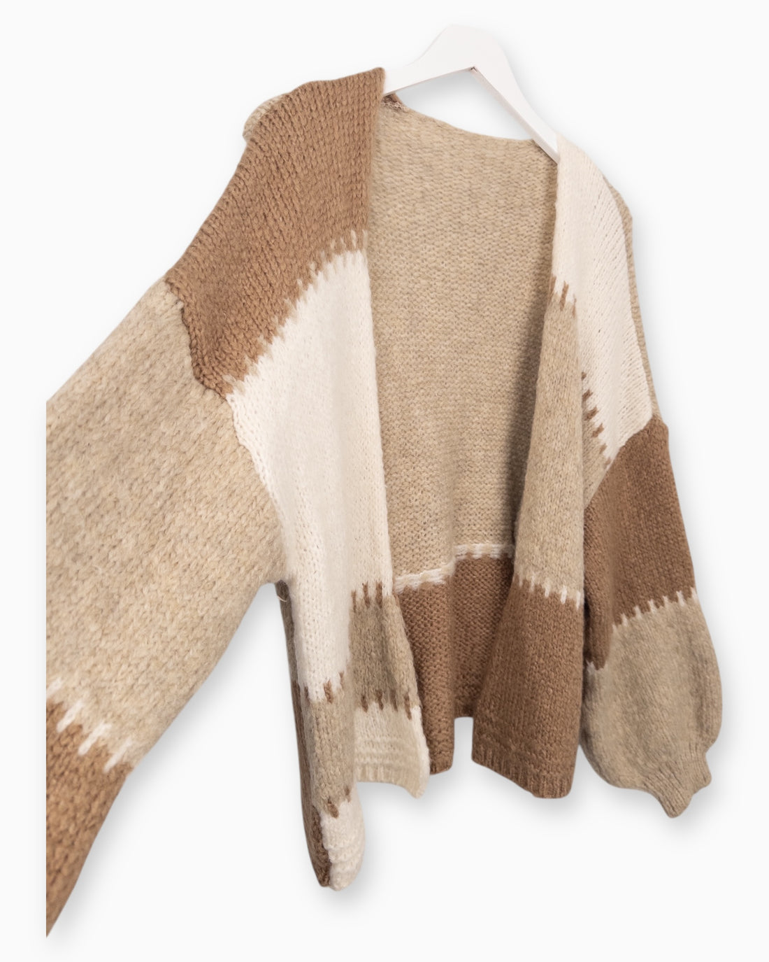 Mehrfarbige Strickweste braun beige creme