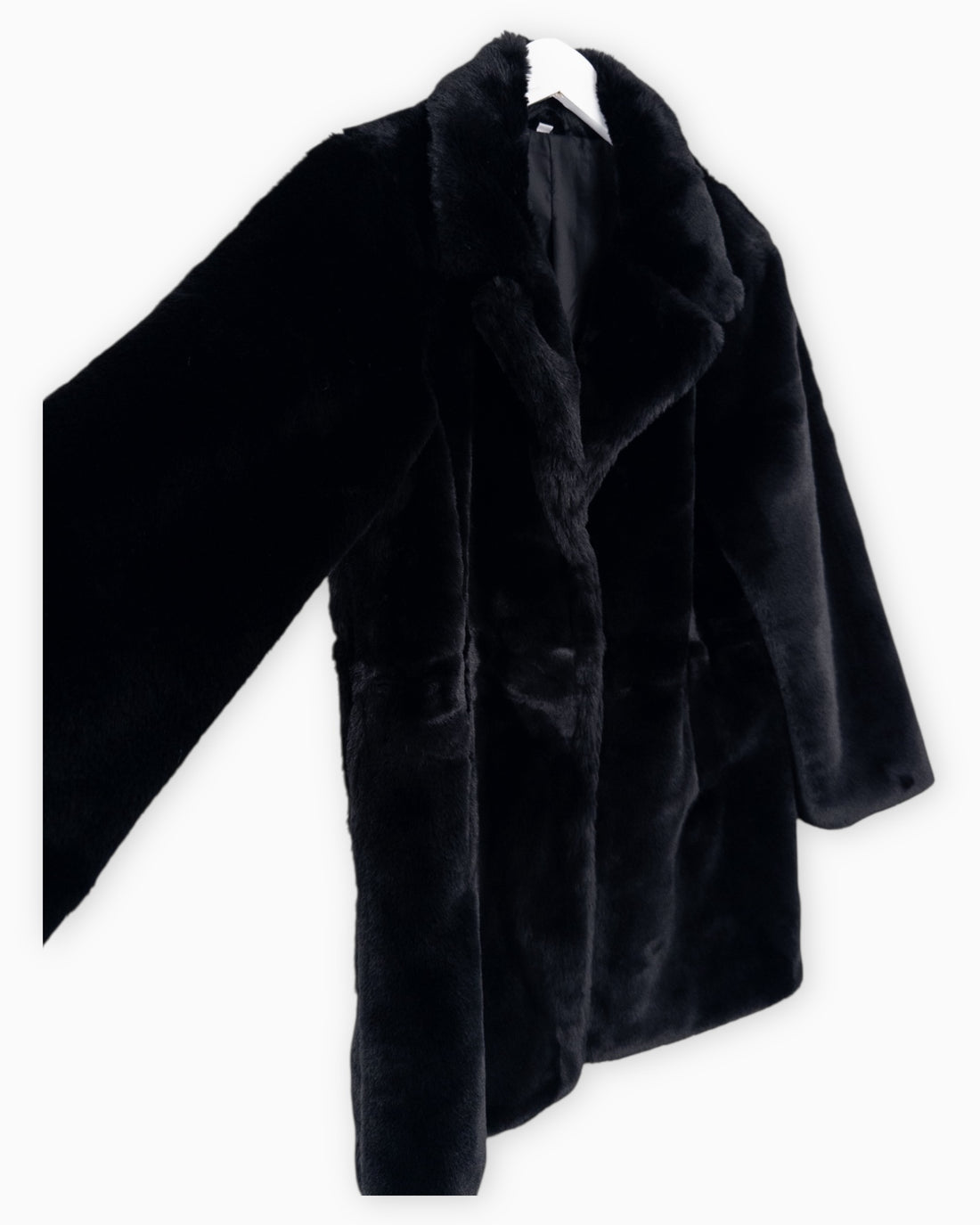 Flauschiger Mantel schwarz