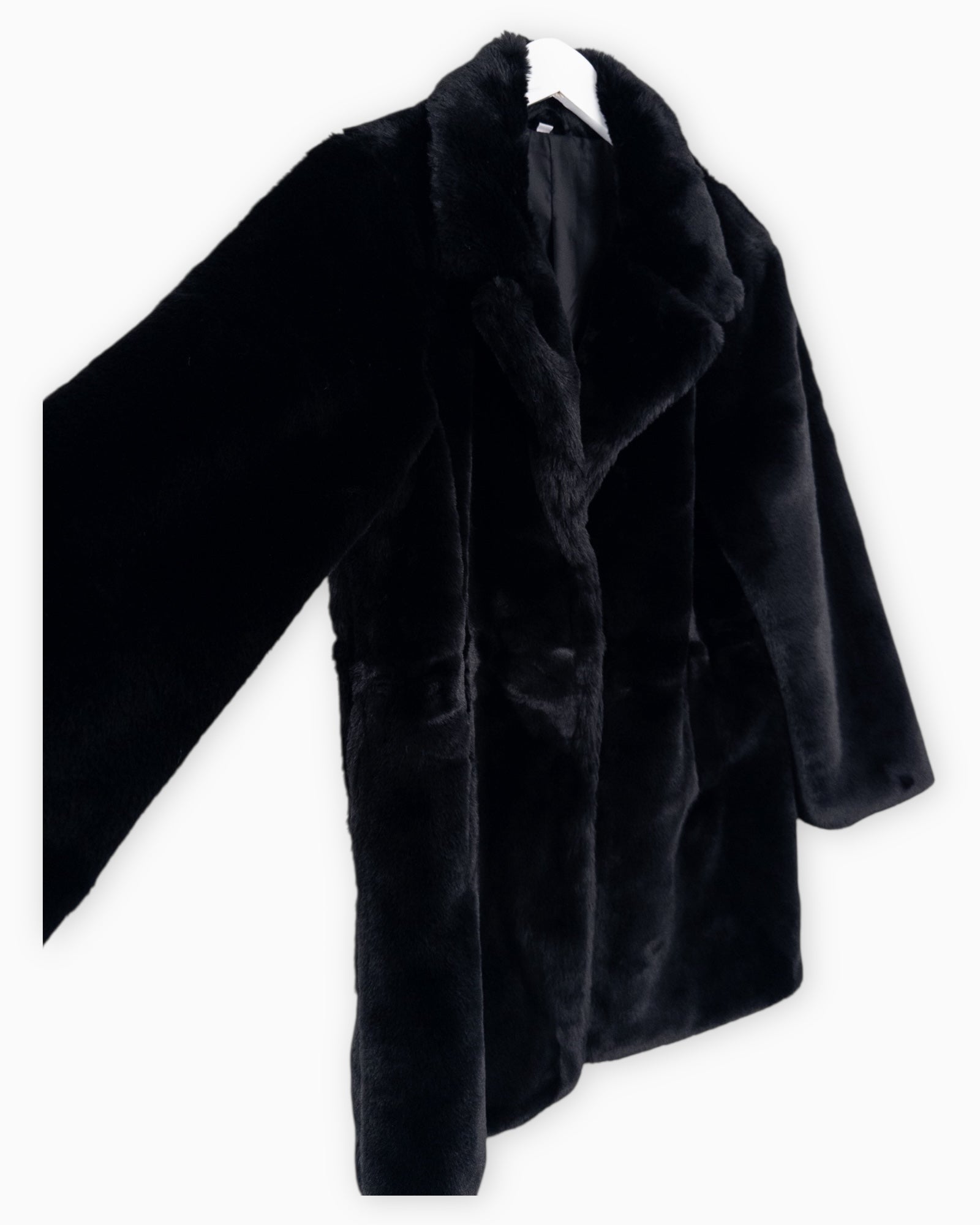 Flauschiger Mantel schwarz