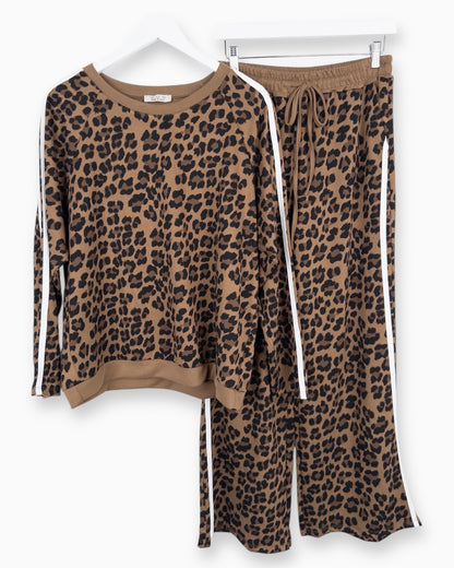 Oversize Leo Sweatshirt braun weiß