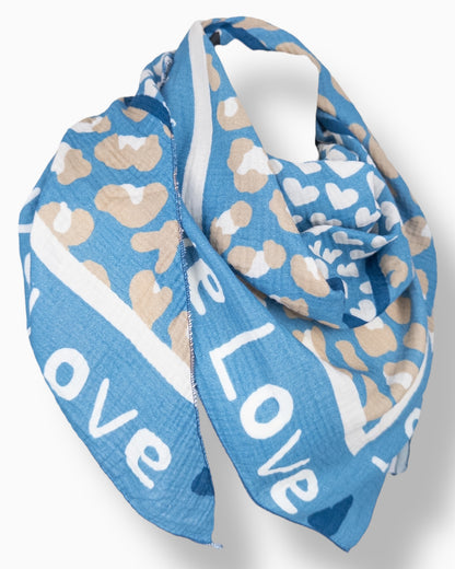 Leichtes Dreieckstuch Love blau