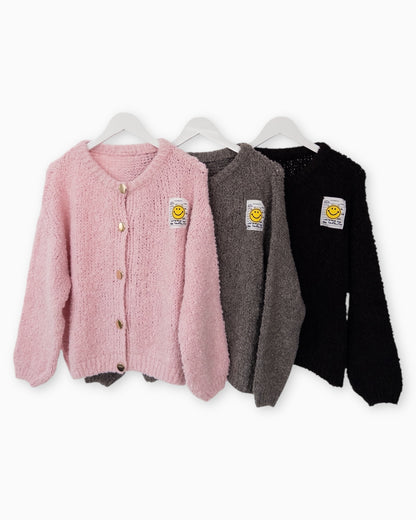 Strickjacke Smile grau-braun