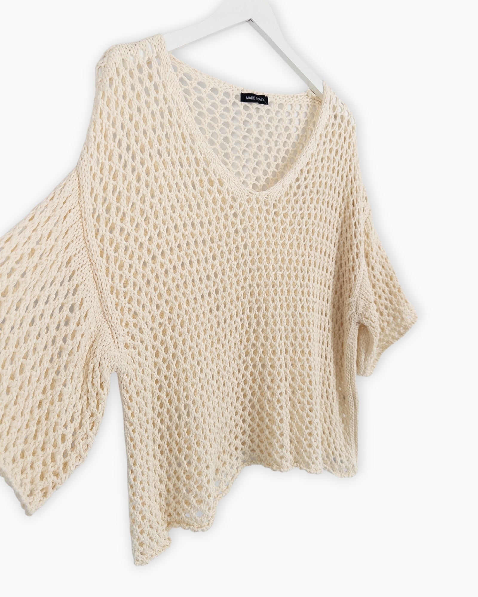 Häkel-Shirt V-Ausschnitt creme