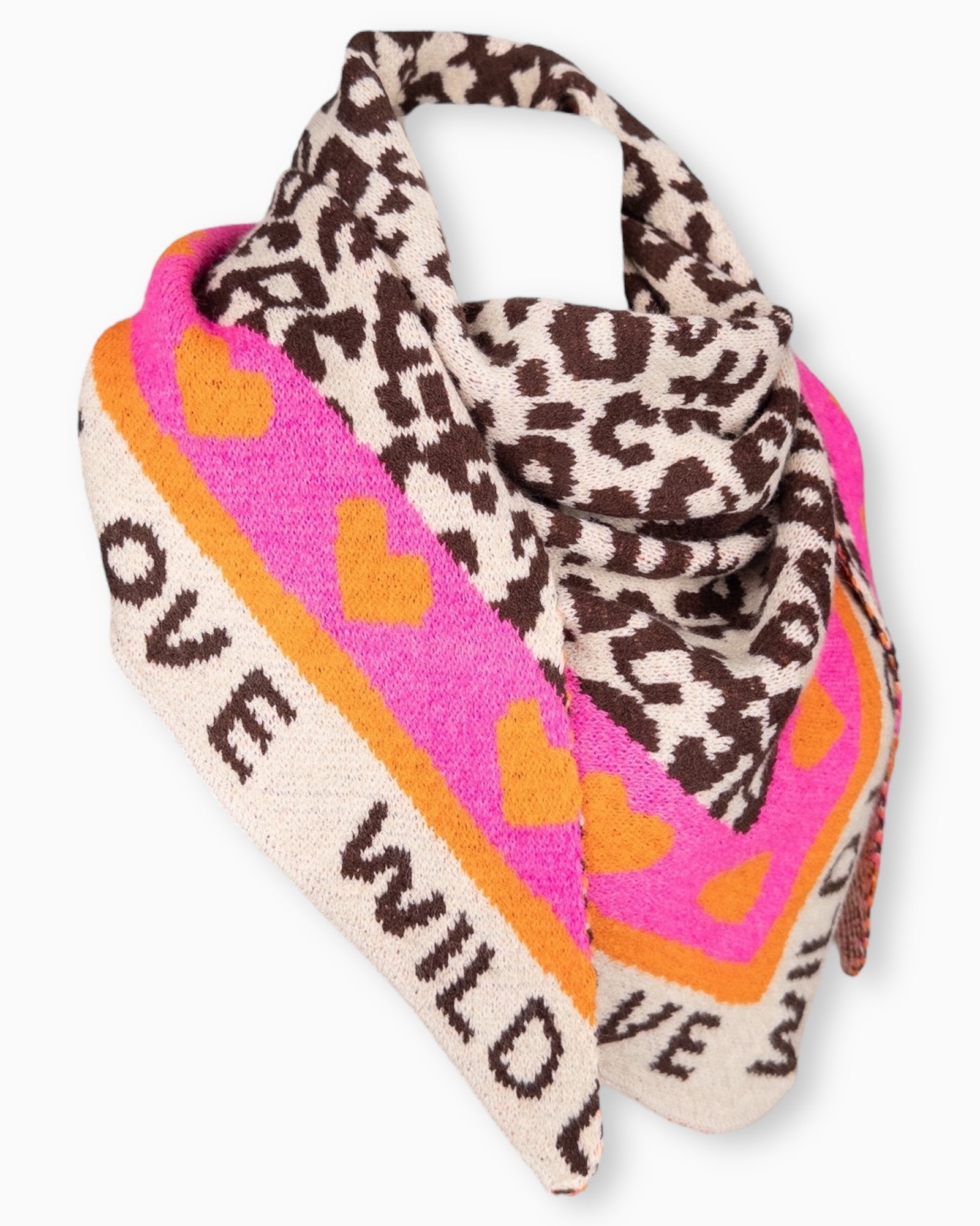 Dreieckstuch Wild Love creme braun pink