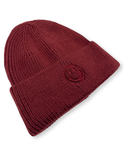 Smiley Mütze weinrot