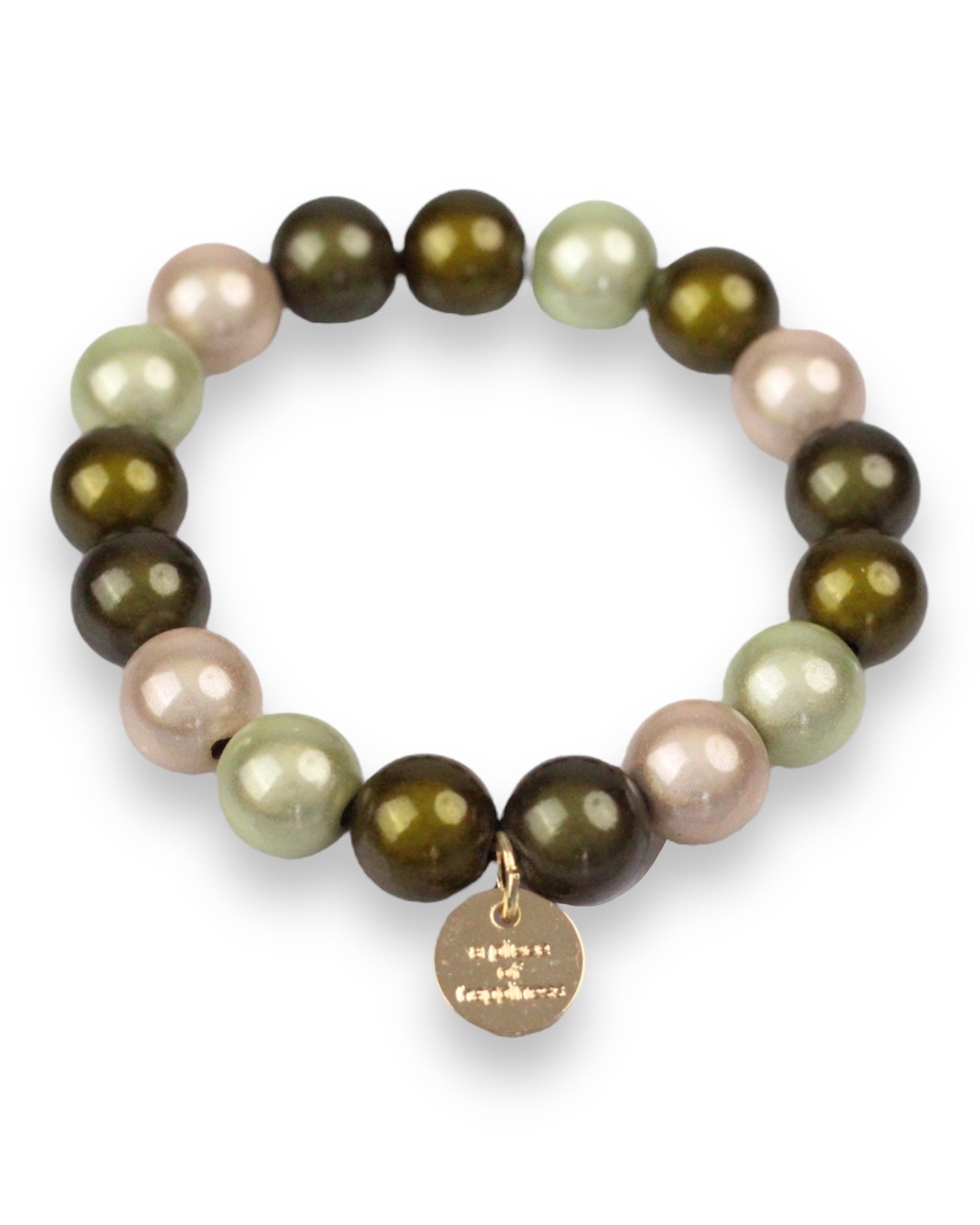 Perlenarmband Luna oliv creme