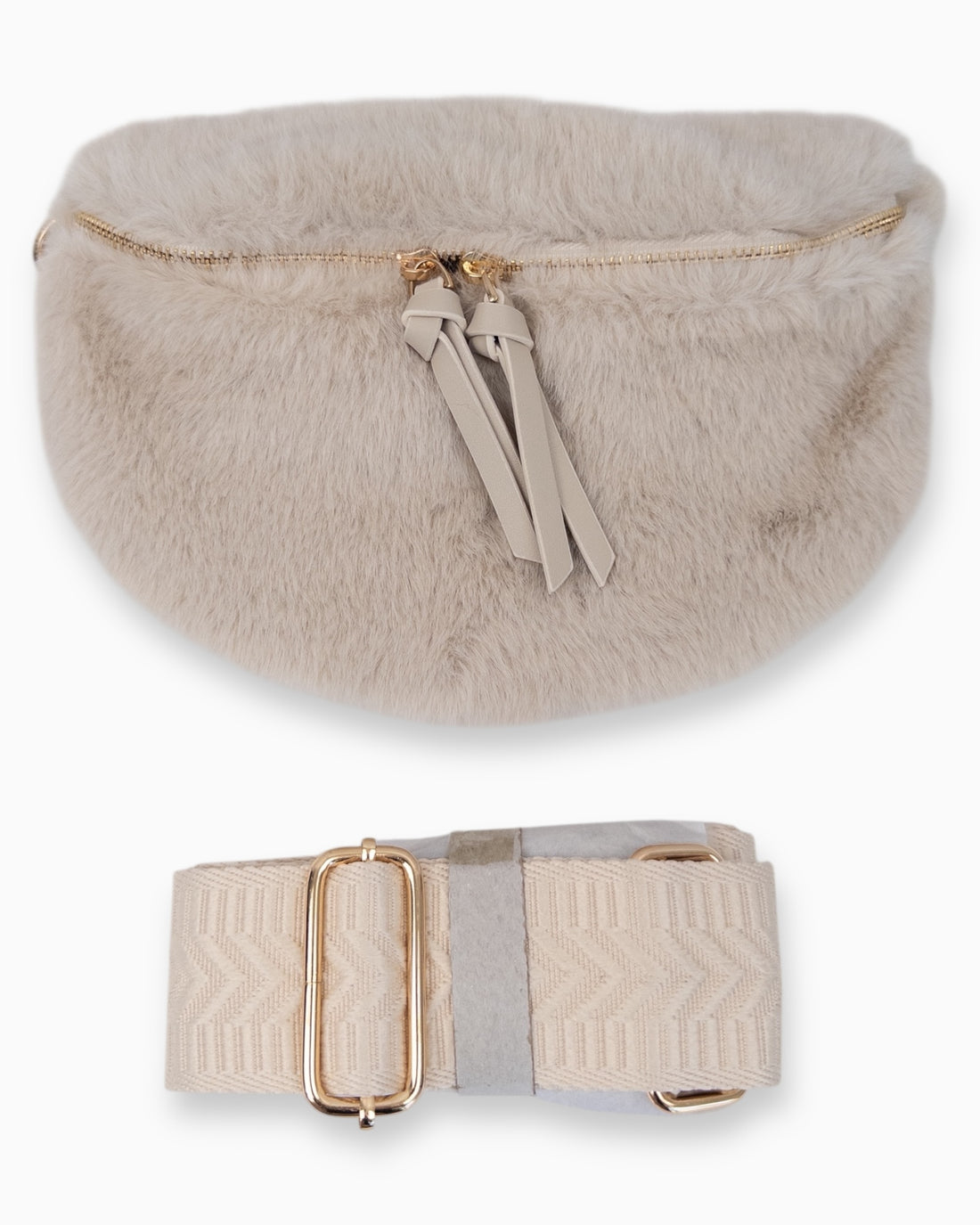 Flauschige Umhängetasche Mila creme
