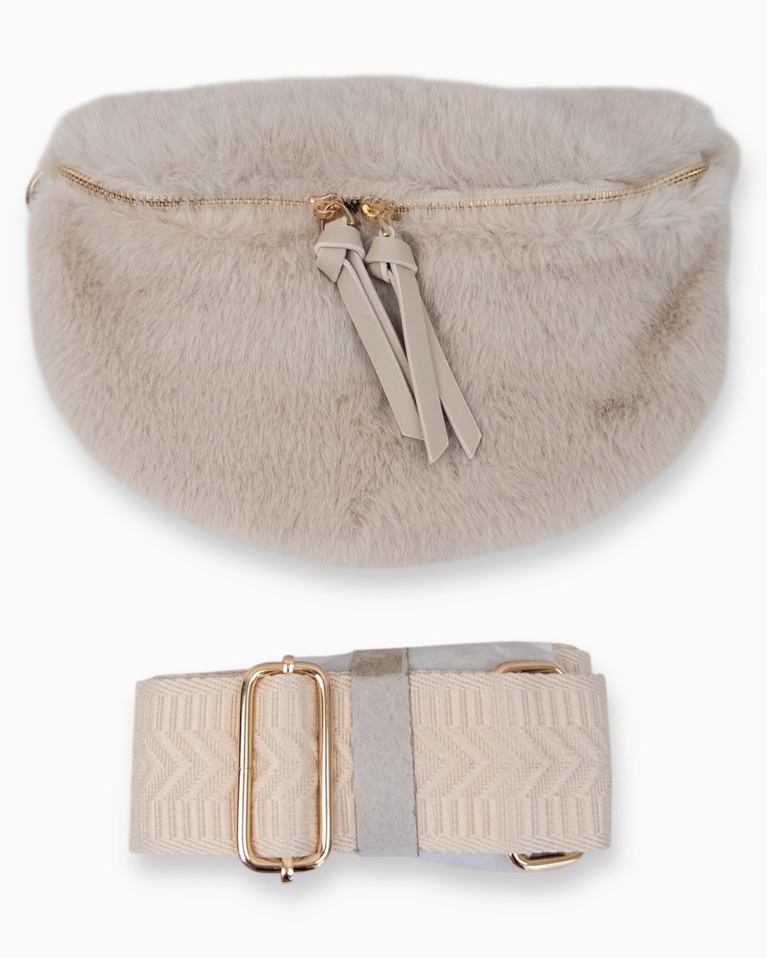 Flauschige Umhängetasche Mila creme