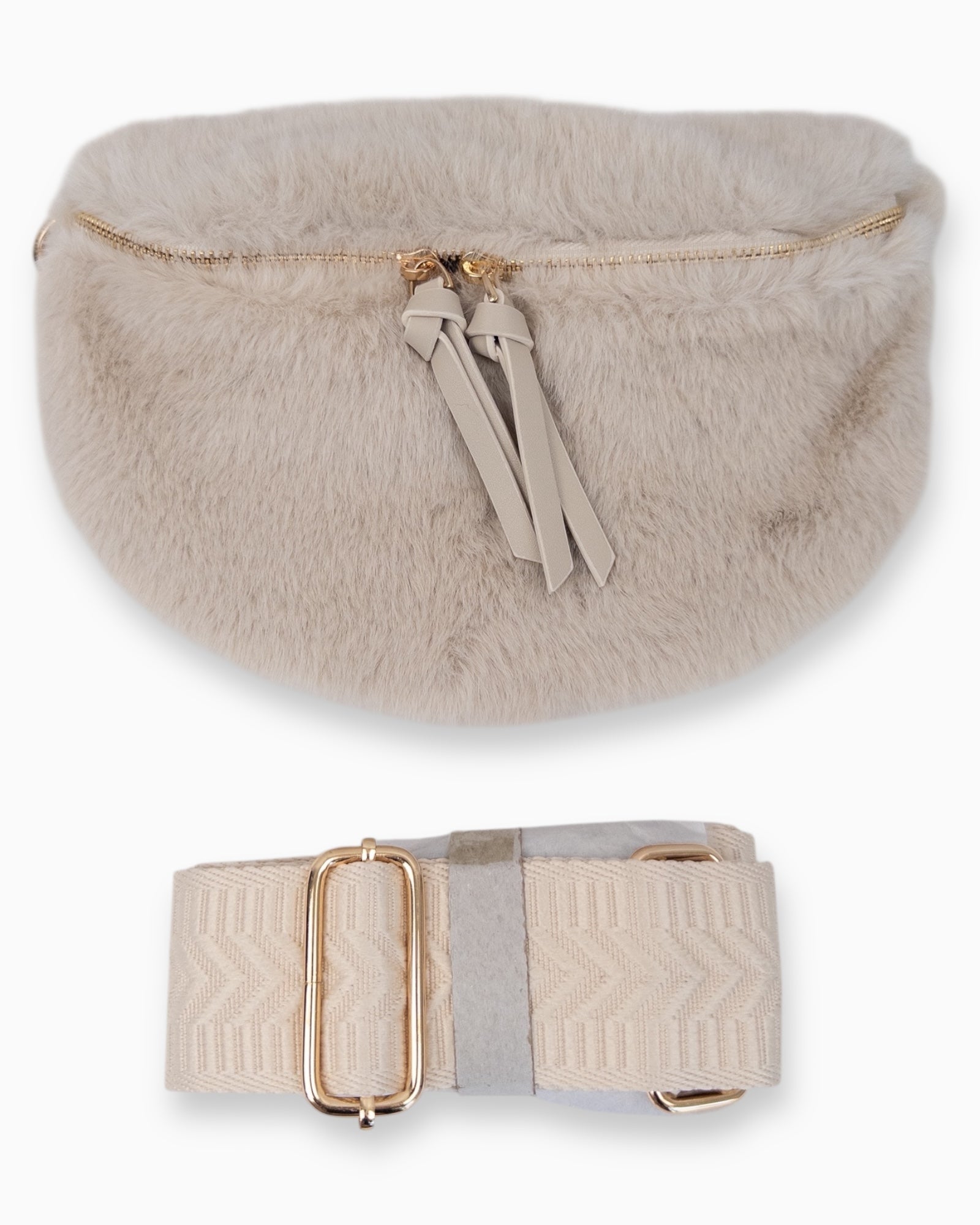 Flauschige Umhängetasche Mila creme